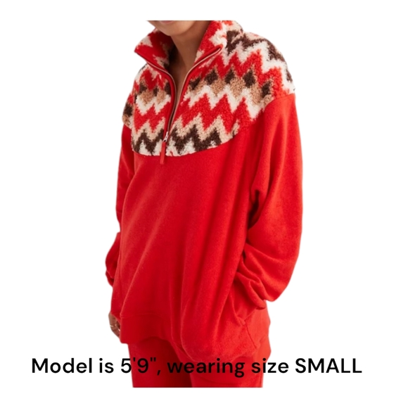 Red Aerie Quarter Zip Sweatshirt - Picture 2 of 6